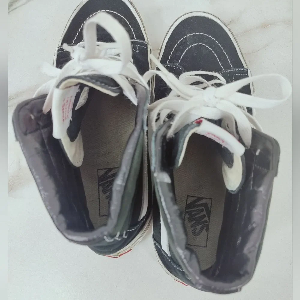 Vans Sk8-Hi Black White High Top Skate Shoes Sneakers, 8(M) 9.5(W)